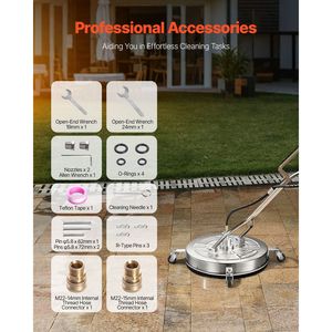 Accessori per Idropulitrice ad Alta Pressione in Acciaio Inox da 24 Pollici con 4 Ruote Veloci e Pulitore di Superfici da 4000 PSI Max e Connessione Rapida da 3/8 - Product Image 6
