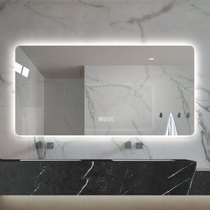 Specchio LED da Bagno 28*60 Pollici Resistente alla Corrosione con Retroilluminazione Dimmerabile a Tre Colori e Funzione Antiappannamento One-Touch - Product Image 1