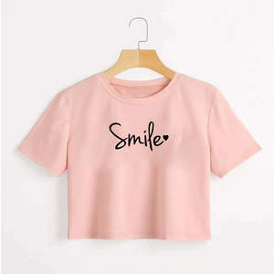 T-shirts 100 % coton pour filles, personnalisables avec impression sérigraphique en relief, hauts courts amples et ajustés pour femmes - Product Image 6