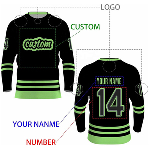 เสื้อฮอกกี้น้ำแข็งผู้ชายแบบกำหนดเองขายดีที่สุด พิมพ์ลายทีม OEM ได้ตามต้องการ ระบายอากาศได้ดี แขนยาว ไซส์ใหญ่ - Product Image 5