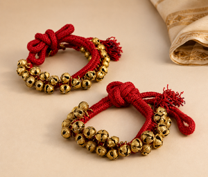 Campanas de Baile Tradicional, Campanas de Baile Clásico, Campanas de Latón para Pies, Cordón de Algodón Rojo, Ghungroo, Campanas Profesionales para Kathak, 25+ 25 PARES - Product Image 1