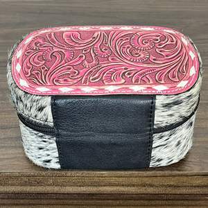 Luxury <b>Jewellery</b> <b>Case</b> Hand Tooled Cowhide Leather Vintage Mini Necklace Earring Bracelet Gift Ring Organizer <b>Travel</b> Jewelry Box - Product Image 6