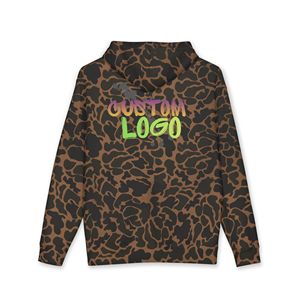 Sweat à capuche personnalisé pour femme avec logo, imprimé camouflage ou motif léopard, coupe oversize en polaire, impression sérigraphique sur mesure - Product Image 2