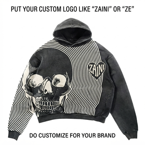 Sudadera con Capucha de Felpa de Mezcla de Algodón de 420 GSM, Panel Blanco y Negro, Diseño Gráfico con Logotipo Personalizado - Product Image 1