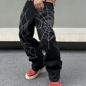 Pantalones Jogger Vaqueros Y2K con Diseño de Telaraña Personalizados para Hombre, Estilo Hip Hop Urbano, Casual, Transpirable, Ecológico, Corte Holgado - Product Image 5