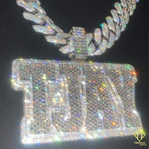 Custom Nameplate Pendant Lab Grown Diamond Hip Hop Necklace <b>Iced</b> <b>Out</b> Bling <b>Chain</b> Luxury Rapper Jewelry - Product Image 5