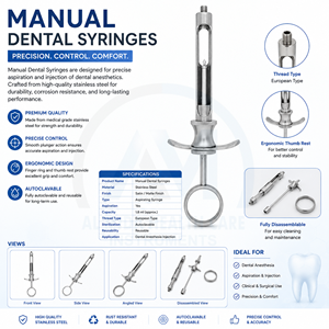 Jeringa Quirúrgica Dental Al Mida, Manual, de Acero Inoxidable, Instrumento con Certificación CE para Procedimientos Dentales - Product Image 6