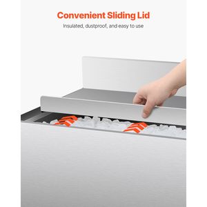 Contenitore per Ghiaccio in Acciaio Inox da 78,4 L per Cucine Commerciali, con Coperchio Scorrevole e Portabottiglie Regolabili, 30 X 19 X 37 - Product Image 6