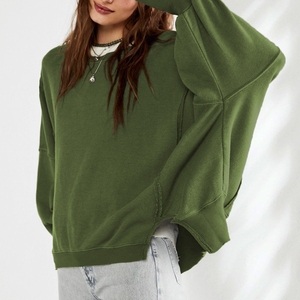 Regular Fit <b>White</b> 100% Organic Cotton Fleece Pullover Sweatshirt Regular Sleeve Crew Neck Knitted Solid Design Unisex Winter - Product Image 3