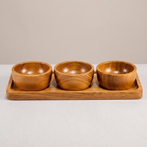 <b>Wooden</b> Sauce Dish <b>Set</b> Food Seasoning Wood Condiments with Tray Natural Condiment Container <b>Sets</b> - Product Image 4