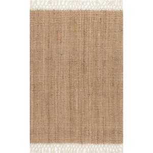 Solid Color Jute Area <b>Rug</b> Rectangle Flat Weave Farmhouse Style Living Room Decor Eco Friendly <b>Thin</b> Pile Spot Clean Backing - Product Image 5