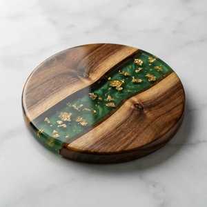 Art Resin Wood Coaster Handmade <b>Epoxy</b> Resin and Natural Wood Cup Coaster for Dining <b>Table</b> Office Use Decor House warming Gifts - Product Image 5