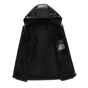 Chaqueta de Cuero con Capucha para Hombre, Chaqueta de Cuero Casual de Material PU para Hombre, Chaquetas de Cuero para Hombre con Forro de Terciopelo - Product Image 6