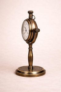 Antique Inspired Brass Pedestal <b>Clock</b> Vintage Desktop Timepiece <b>Retro</b> Office Table Decor - Product Image 2
