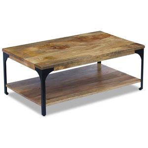 Tavolino da Caffè in Legno di Mango Naturale e Acciaio - Product Image 2