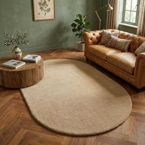 Alfombra Ovalada de Lana de Color Sólido, Antideslizante, de Pelo Medio, con Diseño Floral Escandinavo, Ecológica, Apta para Mascotas, Gruesa, para Sala de Estar - Product Image 6