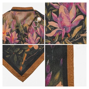 NORTH APPROACH Women's <b>Square</b> <b>Silk</b> <b>Scarf</b> Floral Print Elegant Multi-Functional Fashion Accessory Spring Season - Product Image 4