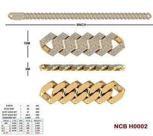 สร้อยข้อมือทองคำแท้ 14K แบบ Cuban Link สำหรับผู้ชาย ขนาด 8 นิ้ว ประดับเพชรทรงกลมแบบ Iced Out เพชรเลี้ยงในห้องปฏิบัติการ สไตล์ฮิปฮอป เครื่องประดับหรูหรา ขายส่ง - Product Image 3
