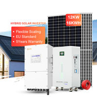 Kit Surya Hibrida Lengkap 12KW 16KWH Sistem Penyimpanan Energi Inverter Solis Fase Tunggal Baterai LiFePO4 Panel PV