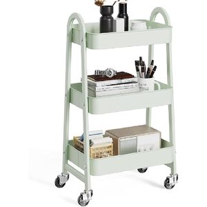 Carrello Portaoggetti a 3 Ripiani con Ruote Bloccabili, Scaffale Mobile in Metallo per Organizzazione in Soggiorno e Bagno - Product Image 1