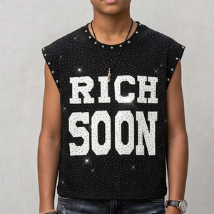 เสื้อกล้ามวินเทจทรงโอเวอร์ไซส์สั่งทำพิเศษ ผ้าฝ้าย 100% เนื้อนุ่ม ทรงหลวม สไตล์สตรีทแวร์ แห้งเร็ว เป็นมิตรกับสิ่งแวดล้อม แฟชั่นใหม่ ทันสมัย ใส่ได้ทั้งชายและหญิง - Product Image 5
