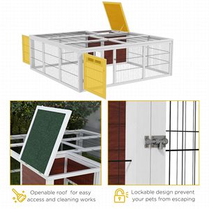 Conejera de Madera para Exteriores de 64 Pulgadas, Corral para Tortugas, Hábitat con Área de Juego y Cubierta Cerrada, Muebles para Mascotas - Product Image 5