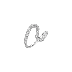 Bague de mode en or massif 14K, pavée, motif serpentine, unique, avec diamant de laboratoire, moderne, cadeau pour elle - Product Image 1