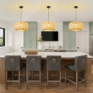 Bamboo Oval Pendant <b>Light</b> for Home Ceiling Decoration <b>Dining</b> Room Restaurant and Cafe - Product Image 3