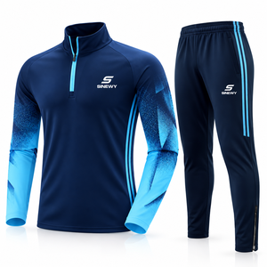 Ensemble de survêtement SINEWY pour homme, dégradé rouge-jaune, manches longues, fermeture éclair, respirant, anti-UV, évacuation de l'humidité, pantalon à taille élastique - Product Image 3