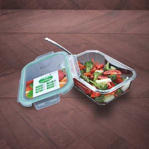 Contenedor de almacenamiento de alimentos y utensilios para hornear Clickfresh Rectangular de vidrio de 1050ml con tapa hermética - Product Image 1