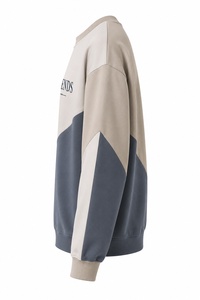 Sudadera Personalizada de Alta Calidad para Hombre, Cuello Redondo, Algodón Grueso, Diseño de Parches en Contraste, Estilo Oversize - Product Image 3