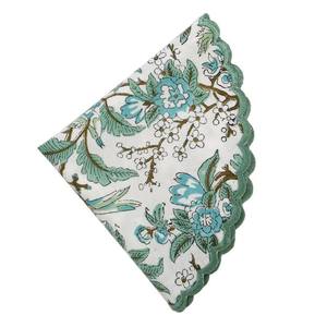 Elegant Handmade High Quality <b>Round</b> Fabric <b>Placemat</b> With Floral Pattern Scalloped Edge Oriental Design Reusable Table Mat - Product Image 2