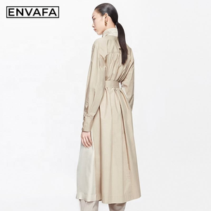 Abrigo Largo de Mujer con Costuras en Contraste, Estilo Gabardina, de Alta Gama, para Primavera y Otoño - Product Image 2