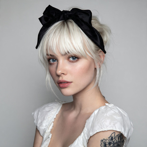 Serre-tête en satin avec nœud, couleur unie, tendance, léger, décontracté, pour femmes - Product Image 2