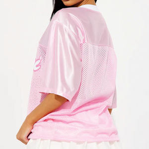Camiseta Deportiva de Fútbol Americano para Mujer, Talla Grande, Color Rosa, Transpirable, Manga Corta, Personalizable con Logotipo, OEM, Marca Privada, Venta al Por Mayor - Product Image 2