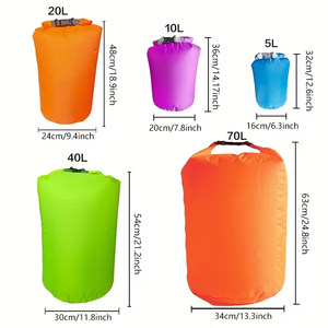 Ensemble de sacs étanches en nylon violet, orange, vert et bleu avec fermeture à enroulement pour usage extérieur - Product Image 2