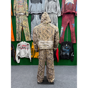 Ensemble de survêtement en coton French Terry pour l'hiver |   Hoodie court coupe ample |   Imprimé jungle |   Broderie Distressed |   Double taille - Product Image 2