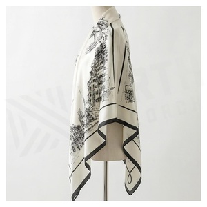 NORTH APPROACH Foulard carré en soie pour femme, imprimé floral, élégant, multifonctionnel, accessoire de mode toutes saisons - Product Image 3