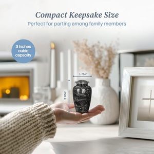 Signature Aluminum <b>Keepsake</b> <b>Memorial</b> Cremation Urn Ash Tribute Holder Featuring Decorative Artistic Lid And Fine Texture - Product Image 6
