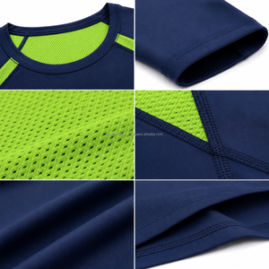 เสื้อกีฬาแขนสั้นผู้ชายแบบสั่งทำพิเศษ OEM เสื้อเบสเลเยอร์ระบายอากาศ ซับเหงื่อ แห้งเร็ว กระชับรูปร่าง - Product Image 5