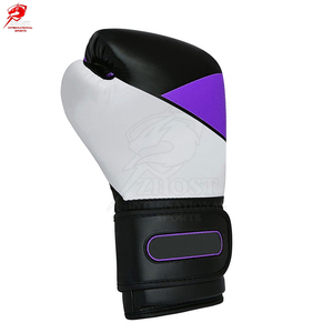 Guantes de Boxeo ZHOST de Cuero PU de 12 oz, Personalizados en Negro, Blanco y Morado, Ajustables con Correa para la Muñeca, para Entrenamiento de Muay Thai y Artes Marciales - Product Image 3