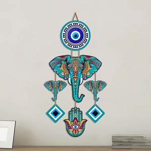 Sculpture murale éléphant tribal œil porte-bonheur style bohème Feng Shui pour entrée de maison, décoration Vastu porte-bonheur - Product Image 2