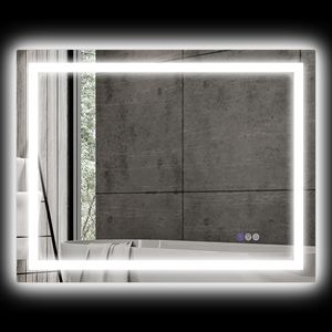 Specchio da Bagno LED Retroilluminato/Antiriflesso 39x32" con Luci, Antiappannamento, Memoria, Temperatura Colore Infinita, Montabile a Parete - Product Image 1