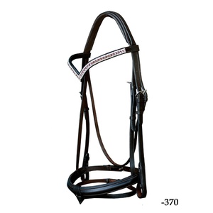 Brida de Cuero Genuino de Alta Calidad y Durabilidad para Carreras Ecuestres, Suave y Cómoda, con Logotipo Personalizado y Pedrería, para Montar a Caballo - Product Image 1