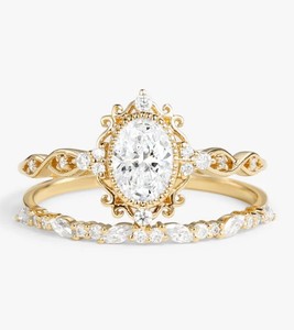 แหวนหมั้นเพชรโมอิสซาไนต์ทรงรี ชุบทอง 18K เงินแท้ ทำมือ สไตล์วินเทจ เครื่องประดับงานแต่งงาน แหวนสัญญาสุดหรู - Product Image 1