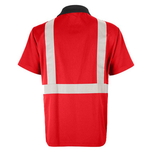 Chemise de sécurité haute visibilité tendance rouge et noire à manches courtes, classe 2, polo de travail réfléchissant avec poche poitrine - Product Image 6