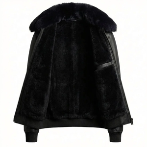 Genuine Leather <b>Shearling</b> Winter <b>Jacket</b> <b>Men</b> Premium Sheepskin Fur Aviator Coat Comfortable Warm Outerwear Style - Product Image 4