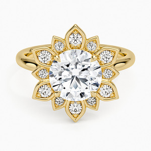 Bague de fiançailles de luxe en or 10K 14K 18K ou argent 925 935 avec halo de pétales floraux en diamant cultivé en laboratoire certifié IGI, bijoux fins - Product Image 3