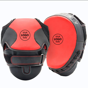 Mitaines de boxe personnalisables en PU rouge avec fermeture Velcro pour adultes, entraînement aux arts martiaux - Product Image 1