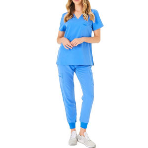 Tenue Médicale Infirmière Femme : Ensemble Blouse et Pantalon avec Poches et Col en V, Idéal pour Hôpital, Broderie Personnalisée - Product Image 1